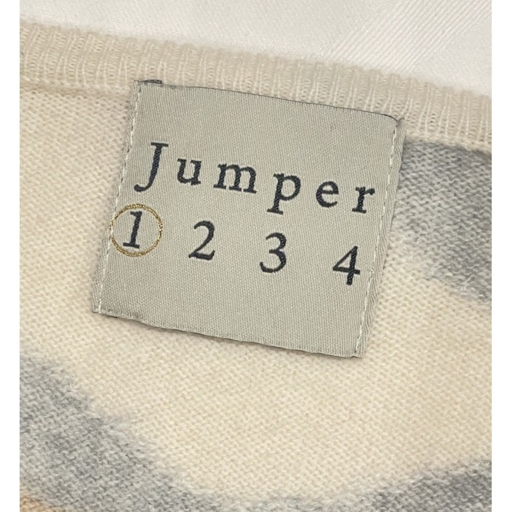 Jumper 1234 Camo Cashmere Sweater V Neck Beige Gray White Women's Size L - Picture 4 of 11